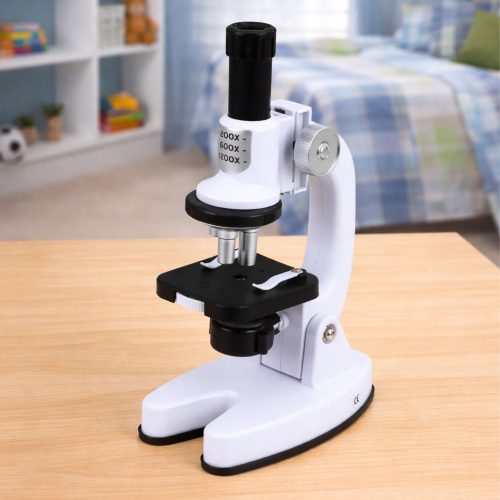Mikroszkóp oktatókészlet gyerekeknek, zoom 1200x, fehér, tartozékokkal
