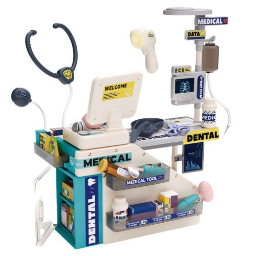 Fogorvosi, gyógyszerészeti készlet, fények, hangok, kiegészítők 51 db.