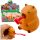 Squishy Capybara trombitával és csöves bronz figurával 7cm