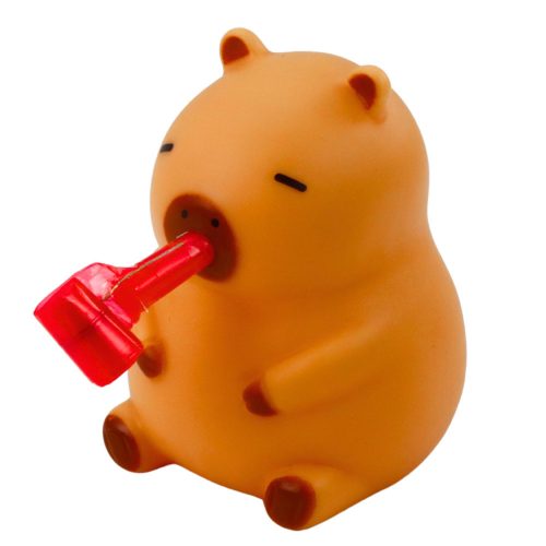 Squishy Capybara trombitával és csöves bronz figurával 7cm