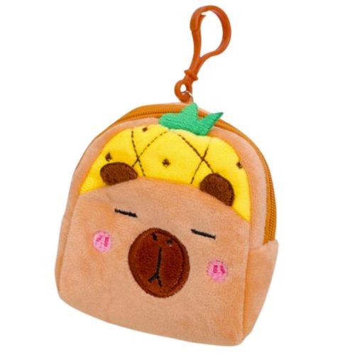 Plüss Pénztárca Kulcstartóval Kapibara Ananász Sárga 9,5 x 8 cm