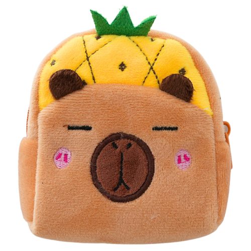 Plüss Pénztárca Kulcstartóval Kapibara Ananász Sárga 9,5 x 8 cm