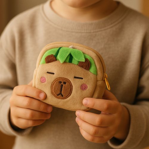 Plüss Pénztárca Kulcstartóval Kapibara Görögdinnye Zöld 9,5 x 8 cm