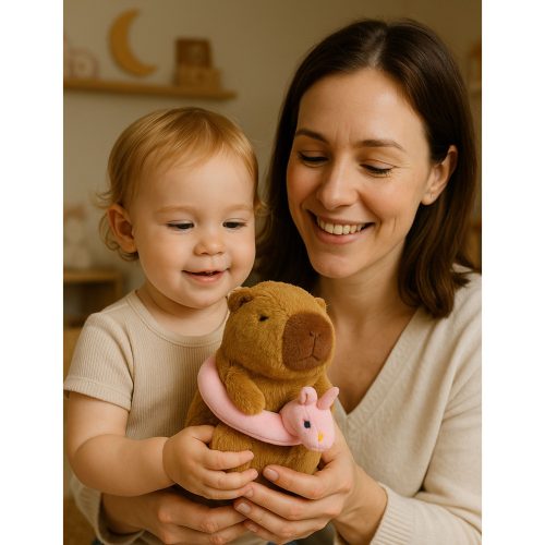 Plüss Capybara Rózsaszín Mentőgyűrű Unikornissal Barna 20cm