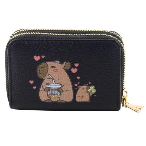 Két rekeszes pénztárca kártyatartó rekeszekkel Kapybara Fekete 12,5 x 8,5 cm