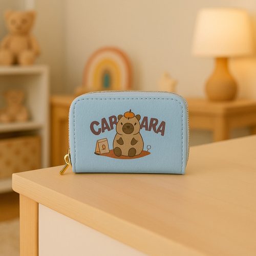 Két rekeszes pénztárca kártyatartó rekeszekkel Kapybara Blue 12,5 x 8,5 cm