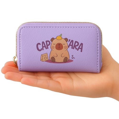 Két rekeszes pénztárca kártyatartókkal Capybara lila 12,5 x 8,5 cm