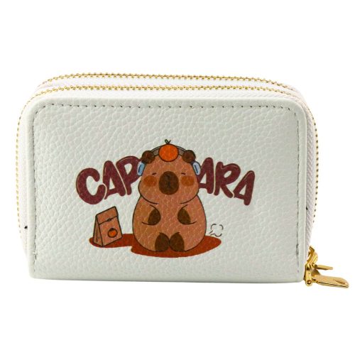 Két rekeszes pénztárca kártyatartó rekeszekkel Kapybara Fehér 12,5 x 8,5 cm