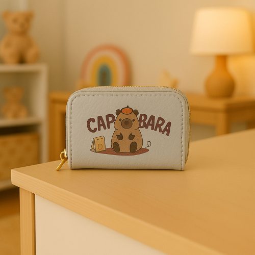 Két rekeszes pénztárca kártyatartó rekeszekkel Kapybara Fehér 12,5 x 8,5 cm