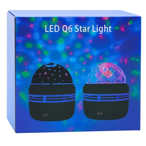 Projektor gömb alakú éjszakai lámpa, színes LED-es fények, 360°-os távirányítóval