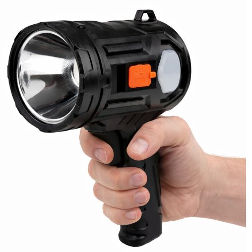 LED napelemes keresőlámpa, zseblámpa, 6 üzemmód, külső akkumulátor, cserélhető szűrők, 19 cm