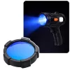 LED napelemes keresőlámpa, zseblámpa, 6 üzemmód, külső akkumulátor, cserélhető szűrők, 19 cm