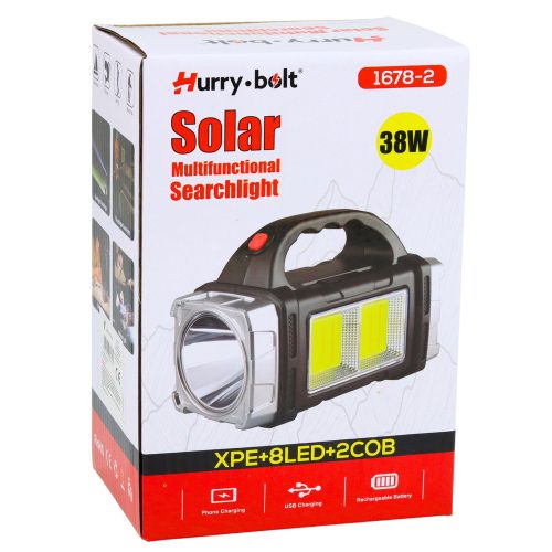 HB-1678 38W-os multifunkcionális, széles látószögű LED-es napelemes zseblámpa
