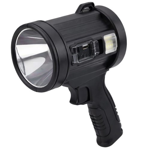 LED napelemes keresőlámpa zseblámpa 6 üzemmóddal, külső akkumulátorral, cserélhető szűrőkkel