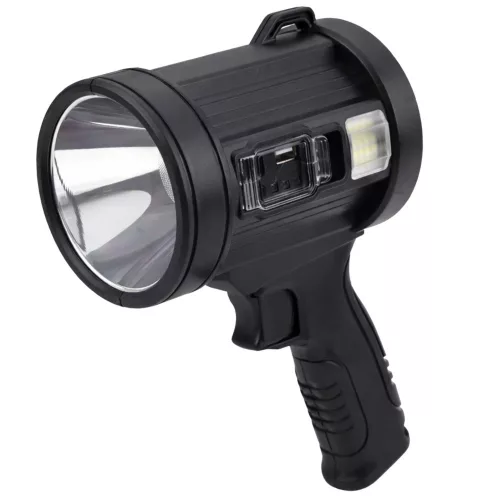 LED napelemes keresőlámpa zseblámpa 6 üzemmóddal, külső akkumulátorral, cserélhető szűrőkkel