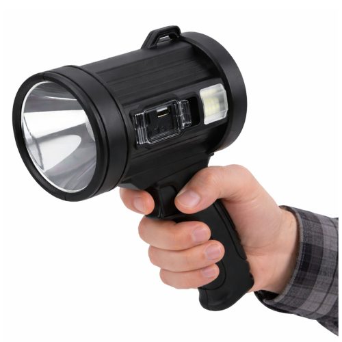 LED napelemes keresőlámpa zseblámpa 6 üzemmóddal, külső akkumulátorral, cserélhető szűrőkkel