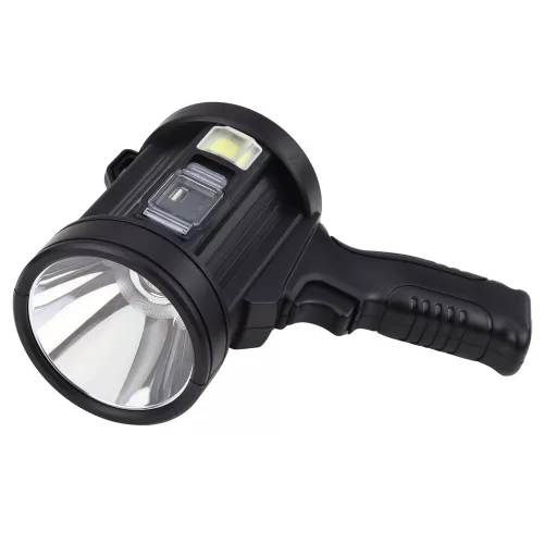 LED napelemes keresőlámpa zseblámpa 6 üzemmóddal, külső akkumulátorral, cserélhető szűrőkkel