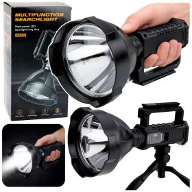   Nagy zseblámpa reflektorfény háromlábú állvánnyal LED keresőfénnyel W5120 külső akkumulátor 31 cm