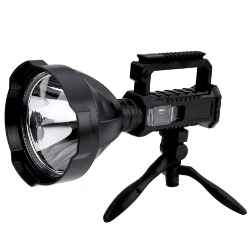 Nagy zseblámpa reflektorfény háromlábú állvánnyal LED keresőfénnyel W5120 külső akkumulátor 31 cm