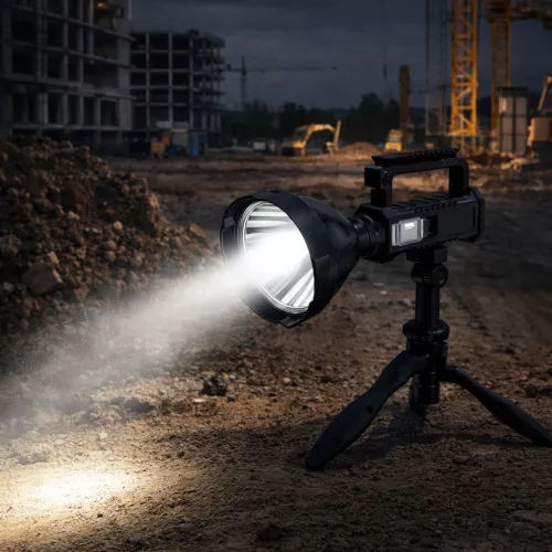 Nagy zseblámpa reflektorfény háromlábú állvánnyal LED keresőfénnyel W5120 külső akkumulátor 31 cm