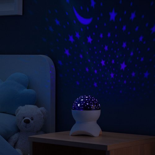 Éjszakai fény, csillagprojektor, 3 az 1-ben, Bluetooth LED hangszóró, fehér