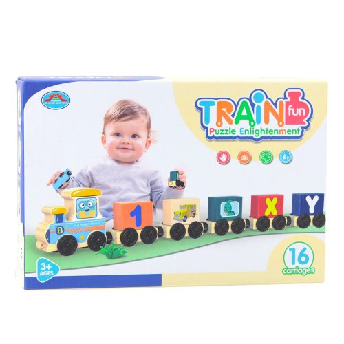 Oktatóvonat, Betűk, Számok, Színes, 16 db.