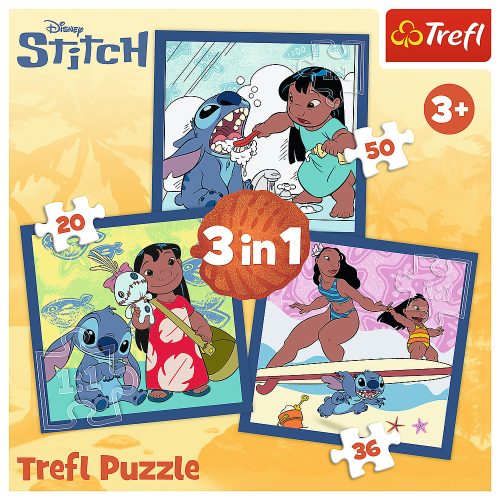 3 az 1-ben puzzle – Idő öltéssel – Lilo és Stitch Trefl 34896