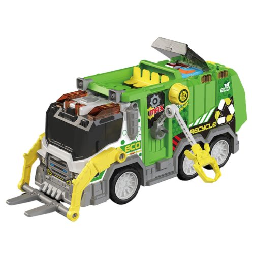 Teherautó szemeteskocsi kommunális járművek fényei hangok