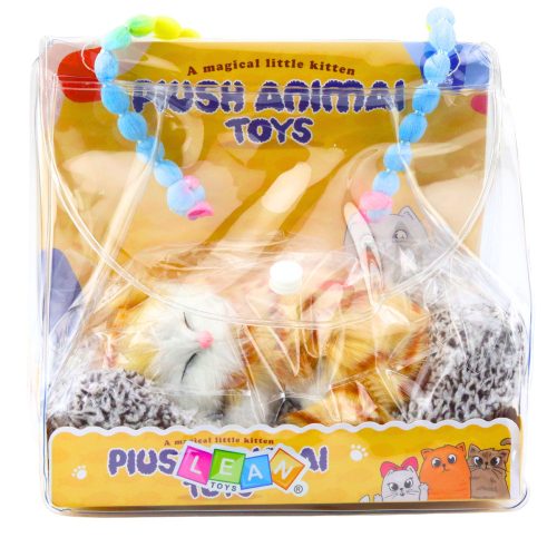 Alvó gyömbérmacska párnán lévő figura szőrzsák hangokkal