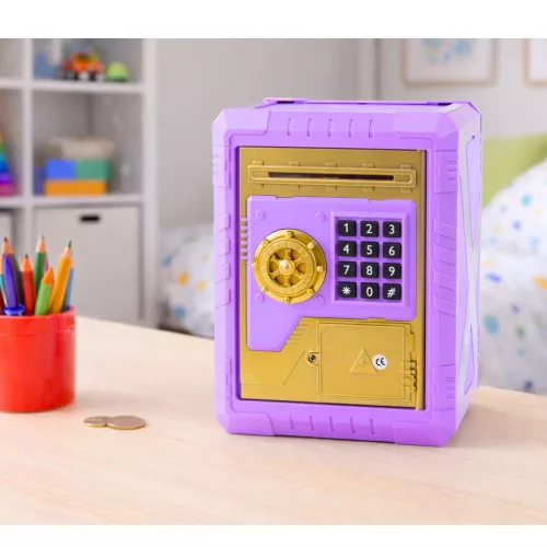Biztonságos elektronikus malacpersely PIN kóddal gyerekeknek lila
