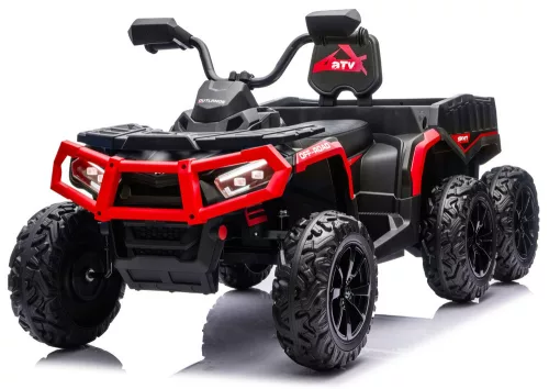 Akkumulátoros Quad ATV 6 kerekű utánfutóval JC606 24V 4x4 piros