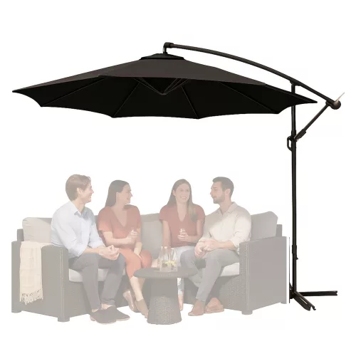 Oldalsó kerti esernyő állítható dőlésszögű huzattal 350 x 250 cm antracit
