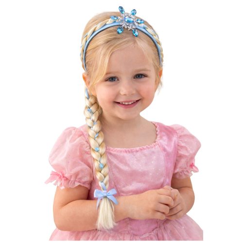 Hosszú Fonott Fejpánt Kék Szalaggal Gyémántok Hópelyhek 50 cm