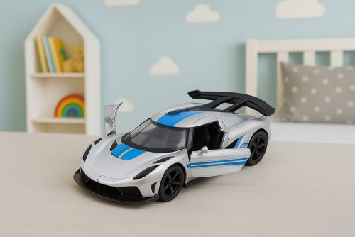 Sportautó Fém Versenyautó Nyitó Ajtók Ezüst 1:32