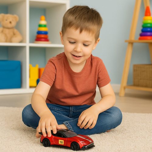 Sportautó Fém Versenyautó Nyitó Ajtók Piros 1:32