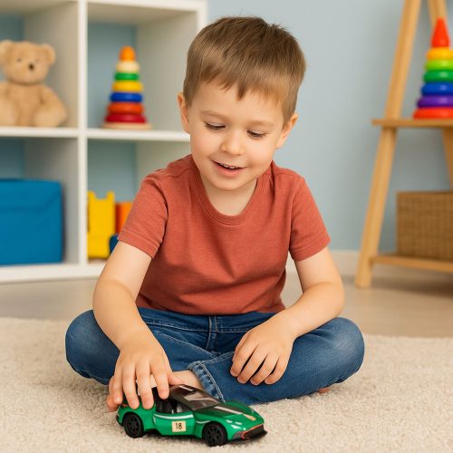 Sportautó Fém Versenyautó Nyitó Ajtók Zöld 1:32