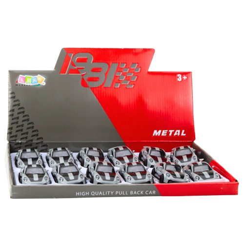 Fém versenyautó nyitható ajtókkal, szürke GTRS 1:43