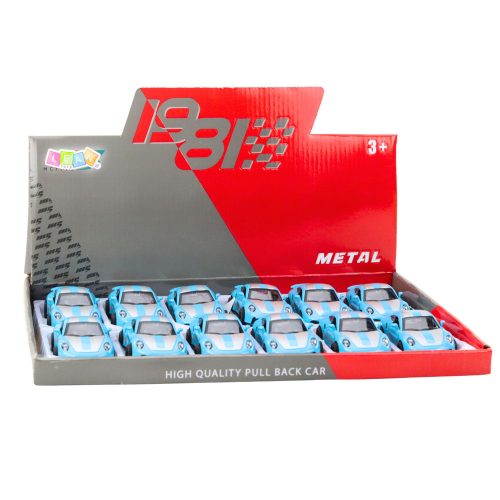 Fém versenyautó nyitható ajtókkal, kék GTRS 1:43