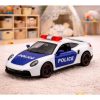 Sports Car Police Car With Motorized Metal Pull-Back White 1:43