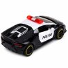 Police Car Sports Car With Motorized Metal Pull-Back Black 1:43