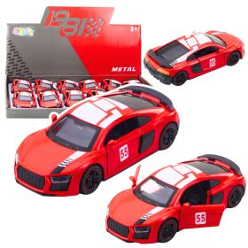 Sportautó fém húzós lámpák piros hangokkal 1:43