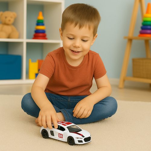 Sportautó fém húzós lámpákkal fehér hangokkal 1:43