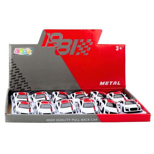 Sportautó fém húzós lámpákkal fehér hangokkal 1:43