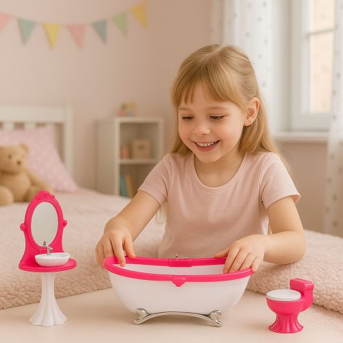 Baba Fürdőszoba Szett: Kád, WC, Mosdó Tükörrel