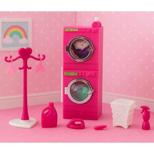 Baba Mosógép Szett Mosógép Szárítógép Akasztó Kosár Rózsaszín