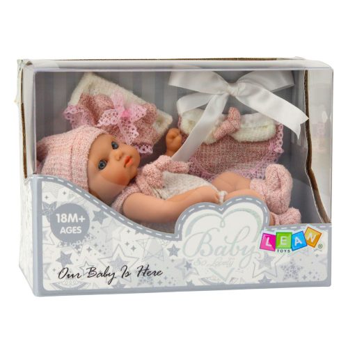 Baba, Rózsaszín Ruha, Kalap, Előke, 18 cm