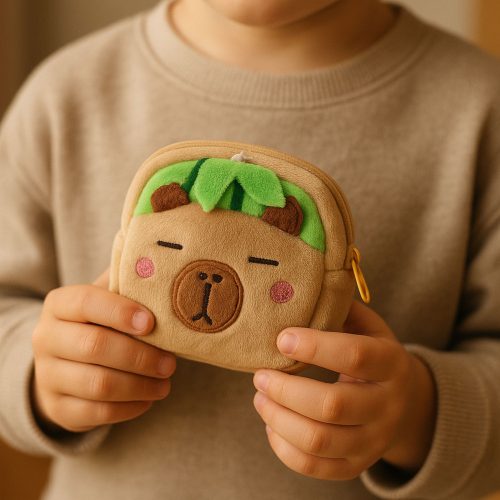 Plüss Pénztárca Kulcstartóval Kapibara Görögdinnye Zöld 9,5 x 8 cm