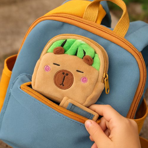 Plüss Pénztárca Kulcstartóval Kapibara Görögdinnye Zöld 9,5 x 8 cm