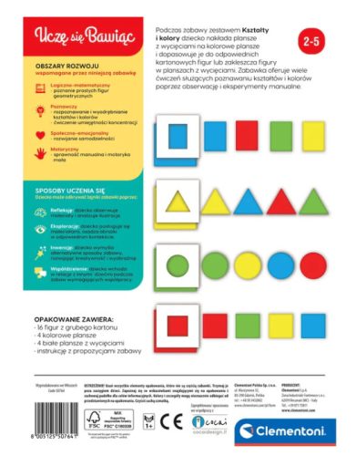 Oktatójáték Formák és színek Játssz és tanulj lengyel nyelvet Clementoni 50764
