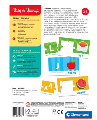 Oktatójáték Ábécé Tanulj és szórakozz lengyel nyelven Clementoni 50766